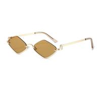 TYUVIVO Gafas de sol de moda con forma de rombo para hombre y mujer, lentes de tendencia, marco de metal, estilo informal para fiesta, UV400, C5, talla única