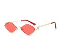 TYUVIVO Gafas de sol de moda con forma de rombo para hombre y mujer, lentes de tendencia, marco de metal, estilo informal para fiesta, UV400, C2, talla única