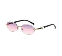 TYUVIVO Gafas de sol ovaladas de lujo sin montura, gafas de sol femeninas con gradiente, protección UV para exteriores, rosa, talla única