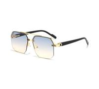 TYUVIVO Gafas de sol rectangulares sin montura, gafas de sol cuadradas sin marco a la moda para mujer, gafas de sol clásicas de color degradado UV400, azul degradado amarillo, talla única