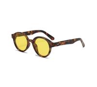 TYUVIVO Gafas de sol redondas vintage color caramelo para mujer, hombre y mujer, de lujo, a la moda, UV400 (amarillo leopardo)