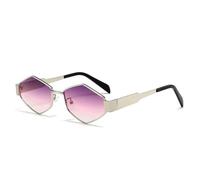 TYUVIVO Gafas de sol Steampunk de lujo con rombos irregulares para mujer y hombre, montura pequeña, estilo vintage, populares (plata, morado y rosa).