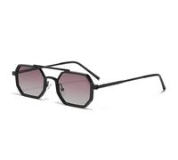 TYUVIVO Retro Doble Puentes Hombres Polígono Pequeñas Gafas De Sol Cuadradas Moda Claro Océano Lente Degradada Gafas Mujeres Marco De Metal,Negro Púrpura,Un tamaño