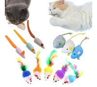 TYXHXTF 11PCS Ratones De Juguete De Hierba Gatera,Gatos Peludo RatóN Gato Gatito Que Juegan A Masticar Juguete,Ratones para Gatos para Jugar,Ratones Juguete De Gato Interactivo Juguete