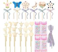 TYXHXTF 18 Piezas Kit Manualidades Niñas, Varita Mágica de Madera, Varitas Mágicas de Hadas Varitas, Madera de Bricolaje, Princesa de Hadas, para Cumpleaños Fiesta