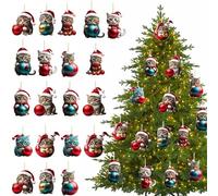 TYXHXTF 20 Pacchi Decorazioni Albero di Natale Gatto, Decorazioni Natalizie, Divertente Ciondolo Natalizio per Pendenti Decorativi per Alberi di Natale
