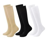 TYXHXTF 3 Pares Calcetines de Compresion para Hombres y Mujeres, Deporte, Correr, Senderismo, Volar, Viajar (L/XL)