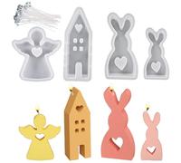 TYXHXTF 4 Piezas Moldes para Velas, Kit Para Hacer Velas, Molde de Silicona Conejo, Moldes Resina Epoxi, para Hecho a Mano DIY para Hacer Manualidades, Pascua de Resurrección Decoración Del Hogar