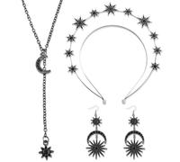 TYXHXTF 4PCS Corona de Halo, Accesorios para Disfraces, Diadema de Diosa del Sol, con Collar e Aretes, para Mujeres y Niñas