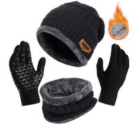 TYXHXTF Gorro Bufanda Guantes Set, Punto Sombreros, 3 Dedos Guantes Táctiles Antideslizante de Pantalla, para Esquí Deportes al Aire para Mujeres y Hombres