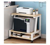Tyzlup Mueble Impresora Carrito Impresora Móvil Bajo Escritorio con Ruedas, Estante Rodante 3 Niveles Estructura Acero, Soporte Impresora Multiusos para Oficina Hogar(Natural,B)