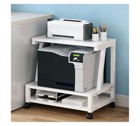 Tyzlup Mueble Impresora Carrito Impresora Móvil Bajo Escritorio con Ruedas, Estante Rodante 3 Niveles Estructura Acero, Soporte Impresora Multiusos para Oficina Hogar(White,B)