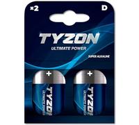 TYZON Paquete de 2 Pilas alcalinas D Super alcalinas de 1,5 V - Energía fiable para Dispositivos con Alto Consumo de energía