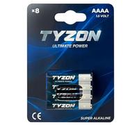 TYZON Pilas AAAA de 1,5 V súper alcalinas, Paquete de 8 Unidades, micropilas duraderas para Mando a Distancia, LED, termómetro, Juguetes, sin Mercurio