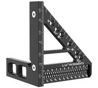 Tzdxfgl Regla de medición 3D multiángulo, cuadrado imperial para carpintería, transportador de aleación de aluminio de 22,5 a 90 grados con pin, regla triangular de inglete de alta precisión para