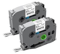 TZe 231 Cinta de Etiquetas Compatible para Brother P-touch Tapes Reemplazo 12mm 0.47 Negro sobre Blanco Laminada para TZe231 Tz 231 Aze 231 para PT-H100lb PT-H105 PT-D210 PT-E110 PT-1010 PT-100 2X