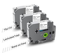 Tze131 - Cinta laminada transparente de 12 mm 0,47 compatible con impresora de etiquetas Brother Ptouch, TZe Tz Tape TZe-131 TZe 131, negro sobre casetes transparentes para P Touch PT-H110 E110 H101C