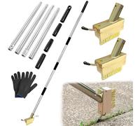 TZEKING Escoba de Alambre de Acero,2 Piezas Escoba de Alambre con Mango Telescópico,Escoba de Alambre con Mango Largo,Cepillo de Alambre para Escoba,Escoba metálica de Jardin,para Eliminar de Musgo