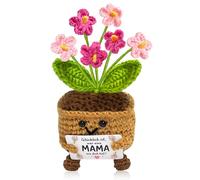TZEKING Flores de Crochet,Regalo de Agradecimiento por el Día de la Madre,Plantas En Macetas De Ganchillo,Mano Flor de Punto Peluche con Tarjeta,Juguete de Punto,Regalo Mamá,Cumpleaños
