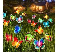 TZEKING Luces solares de jardín, 2 piezas 14 LED lámparas solares mariposa, IP65 impermeables para exterior, luz solar que cambia de color