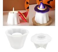 TZEKING Moldes para Velas Halloween,Moldes para Velas Fantasma,Halloween Silicone Molds,Molde De Vela Fantasma 3D,con Vasos para Velas con Forma de Fantasma con Sombrero,para Jabón Vela Guardar Joyas