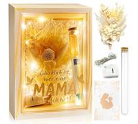 TZEKING Regalo para el día de la Madre,Caja de Regalo para Dinero,Incluye Caja de Madera,Flores Secas,Tubo de Ensayo,Cadenas de Luces,Tarjetas,Caja de Regalo de Madera,Regalo de Cumpleaños para Mamá