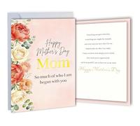 TzenvoGift Tarjeta del día de la madre para mamá, con lámina dorada frontal e interior, incluye 1 tarjeta, 1 sobre, 2 sellos de sobre