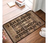 TZGH Felpudos con texto en inglés "I Am Blessed Coming In And Going Out, tapete antideslizante para baño occidental, área suave, para zapatos, sala de estar, dormitorio (65 x 90 cm)