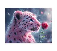 TZKRWRH Animal Leopardo Cuadro Moderno lienzos Leopardo Blanco y Rosa Roja Decorativos para Dormitorios Modernos Graffiti - Leopard - Animales - Arte（Rosa 136-80x120cm Sin marco