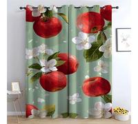 TZKRWRH Cortinas Florales Color para Sala de Estar y Dormitorio Frutas y Flores Cortinas texturizadas Estampado Cortinas rústicas con Ojales,-140Al x 110An cm (2 Paneles)