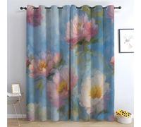 TZKRWRH Cortinas Verde Flores Acuarelas Campestre primaveral Estampado Floral, Cortinas de Ventana Que oscurecen para salón, Dormitorio, Comedor-180Al x 100An cm (2 Paneles)