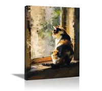 TZKRWRH Cuadro de baño decoracion cuadros Ventana Boho para Gato Decorativas Pared para Cuadros Decoracion Salon Modernos, Posters（Brown 90-50x75cm Enmarcado