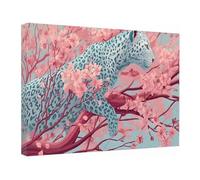 TZKRWRH Cuadros Decorativos Boho Leopardos Leopardo en el árbol Lienzo Moderno Quadros Decoracion Salon Cuadro Pared Imágenes Wall Art Prints Canvas（Rosa 56-20x30cm Enmarcado