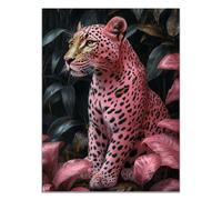 TZKRWRH Cuadros Decorativos Boho Leopardos Leopardo en la selva Lienzo Moderno Quadros Decoracion Salon Cuadro Pared Imágenes Wall Art Prints Canvas（Rosa 26-70x100cm Sin marco