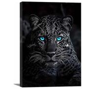 TZKRWRH Decorativos África Leopardo Decoracion de Pared Leopardo minimalista Colorido Lienzo Pintura Imagen Cuadros Salon Dormitorios Baño Pasillo（Azul 29-20x30cm Enmarcado