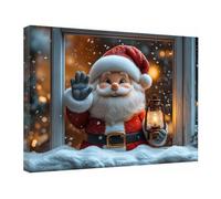 TZKRWRH Laminas Decorativas Pared Navidad Papá Noel de dibujos animados Cuadros Decoracion Salon Modernos Dormitorios Laminas para Cuadro Lienzo Póster（rojo 26-20x30cm Enmarcado