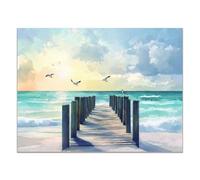 TZKRWRH Lienzos Cuadros Decorativos Decoracion Pared Puente hacia el Mar Impresión En Lienzo estilo Abstracto Cuadro Modernos para Decoracion de Salon（Blue 11-80x120cm Sin marco