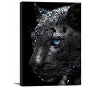 TZKRWRH Lienzos Decorativos Leopardo Pantera Cuadro Un leopardo con ojos penetrantes Impresión en Material Tejido no Tejido Cuadros Modernos Lienzos - Animales（Negro 6-20x30cm Enmarcado