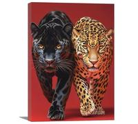 TZKRWRH Lienzos Decorativos Leopardo Retrato Cuadro Lienzo Dos leopardos Animales Moderno Cuadros Pared Imágenes Wall Art Prints Decor Canvas（Rojo 7-40x60cm Enmarcado