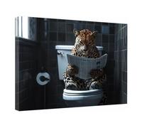 TZKRWRH Lienzos Decorativos Leopardo Retrato Cuadro Lienzo Leopardo dentro del baño Animales Moderno Cuadros Pared Imágenes Wall Art Prints Decor Canvas（Blanco 157-70x100cm Enmarcado