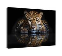 TZKRWRH Lienzos Decorativos Leopardo Retrato Cuadro Lienzo Leopardo sobre el agua Animales Moderno Cuadros Pared Imágenes Wall Art Prints Decor Canvas（Brown 79-50x75cm Enmarcado
