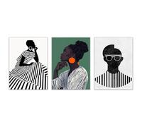TZKRWRH Set de 3 Cuadros Mujer Retrato abstracto de una mujer Modernos Impresiones Sobre Lienzo posters Decorativos, Dormitorio Hogar Cocina Decoracion Pared（Blanco 39-60x90cmx3 Sin marco