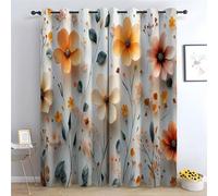 TZKRWRH Vintage Cortinas Opacas Flores Minimalistas Modernas Cortinas Oscurecidas De La Habitación, Colorido Aislamiento Térmico Cortina para Salón Dormitorio-240Al x 140An cm (2 Paneles)