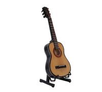 TZLMWDFRWG Mini Guitarra de Juguete, Guitarra en Miniatura de Madera con Soporte, Adorno Musical de 15 cm para Miniaturas de Casas de Muñecas y Decoración del Hogar, Coleccionable