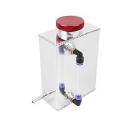 TZNTOWG Depósito desbordamiento Depósito Universal de Aceite de Aluminio de 600 ml, depósito Cuadrado con tapón de Drenaje. hervidor de enfriamiento para automóvil(Red)