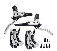 TZOBXDP Freno de Disco hidráulico de 4 pistones MTB, Pastillas de Freno de 850mm y 1700mm, Abrazadera Delantera y Trasera para Bicicleta de montaña(Silver LF RR)