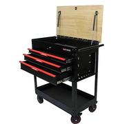 Tzou Baúl de herramientas con ruedas de gran capacidad, carrito de servicio industrial, carrito de herramientas rodante para mecánicos, almacén, garaje, color negro