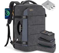 Tzowla 40L lona de viaje mochila para portátiles para hombres mujeres llevar en vuelo aprobado, de gran capacidad mochilas antirrobo con puerto USB, Bolsa de 17,3" portátil (Negro y Azul Marino)