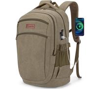 Tzowla Laoptop - Mochila de lona vintage para laptop para hombres y mujeres, mochila universitaria, viajes, trabajo, ajuste de 15.6 pulgadas, Verde oliva, 15.6inch