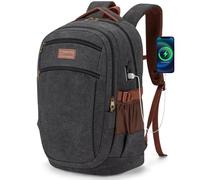 Tzowla Mochila de viaje de lona aprobada por vuelos, mochila personal para laptop de hombres y mujeres, para laptop de 15.6 a 17 pulgadas, Negro, 15.6inch, Classic